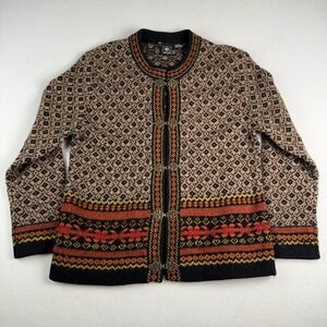 SKYR Norwegian Wool Sweater Cardigan Women's Small Fair Isle Front Clasps
